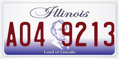 IL license plate A049213