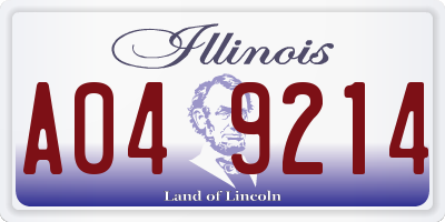 IL license plate A049214