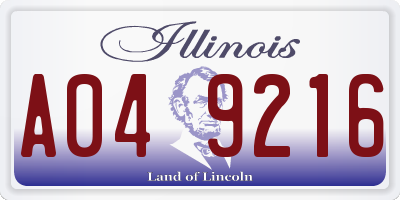 IL license plate A049216