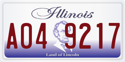IL license plate A049217