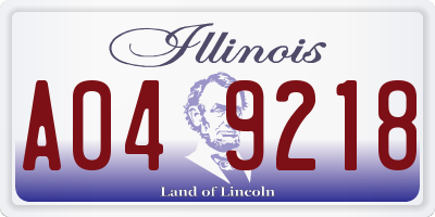 IL license plate A049218