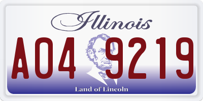 IL license plate A049219