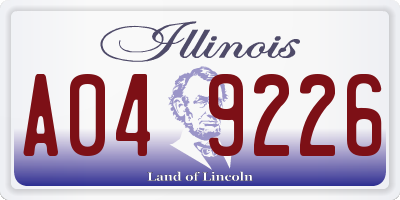 IL license plate A049226