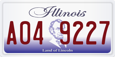 IL license plate A049227