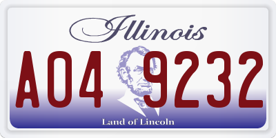 IL license plate A049232