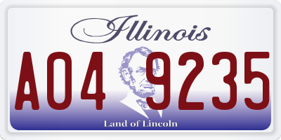 IL license plate A049235
