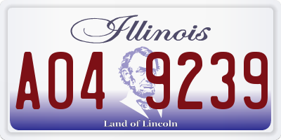 IL license plate A049239