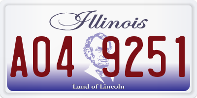 IL license plate A049251