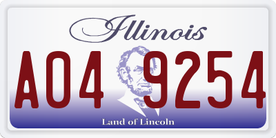 IL license plate A049254