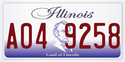 IL license plate A049258