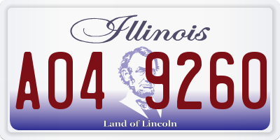 IL license plate A049260