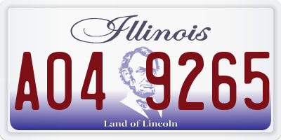 IL license plate A049265