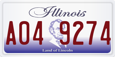 IL license plate A049274