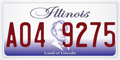 IL license plate A049275