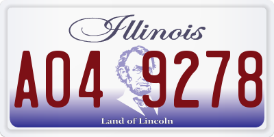 IL license plate A049278