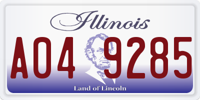 IL license plate A049285