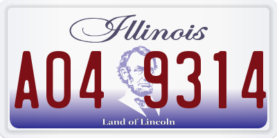 IL license plate A049314