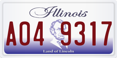 IL license plate A049317