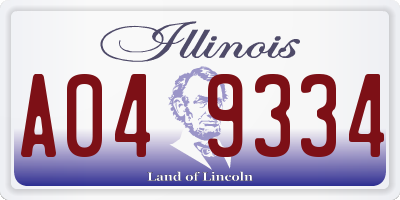 IL license plate A049334
