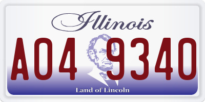 IL license plate A049340