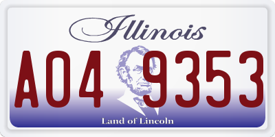 IL license plate A049353