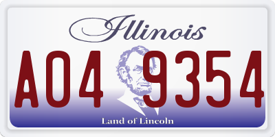 IL license plate A049354