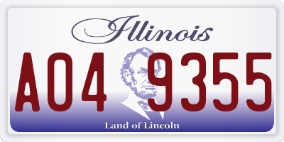 IL license plate A049355