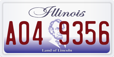 IL license plate A049356