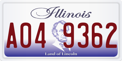 IL license plate A049362