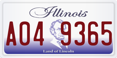 IL license plate A049365