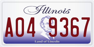 IL license plate A049367