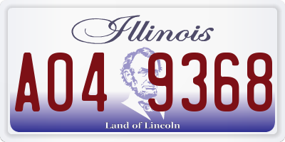 IL license plate A049368