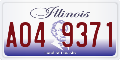 IL license plate A049371