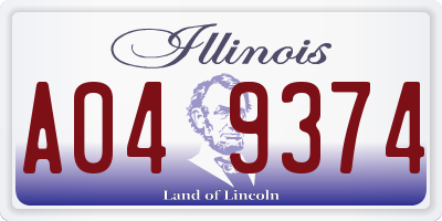 IL license plate A049374