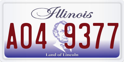IL license plate A049377