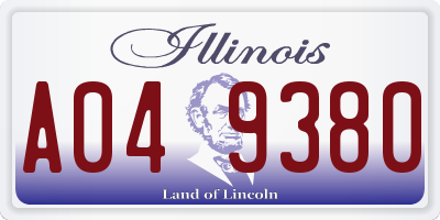 IL license plate A049380