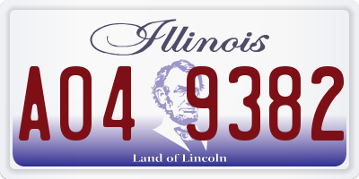 IL license plate A049382