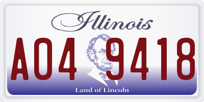 IL license plate A049418