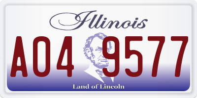 IL license plate A049577