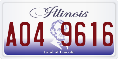 IL license plate A049616