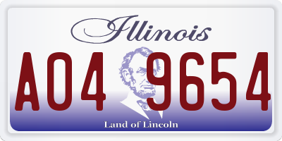 IL license plate A049654