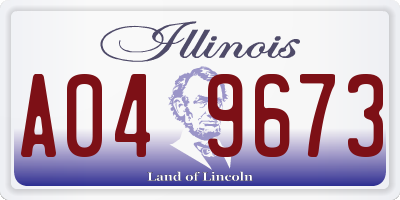 IL license plate A049673