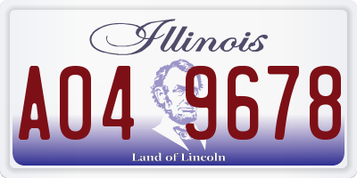 IL license plate A049678