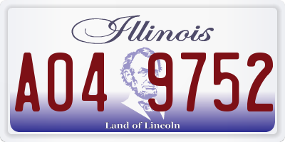 IL license plate A049752