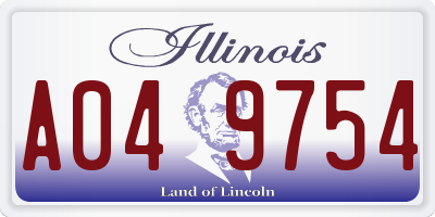 IL license plate A049754
