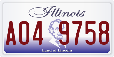 IL license plate A049758