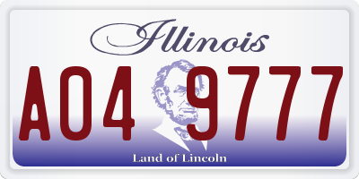 IL license plate A049777