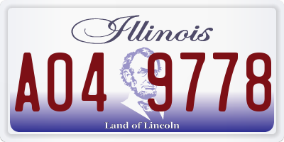 IL license plate A049778