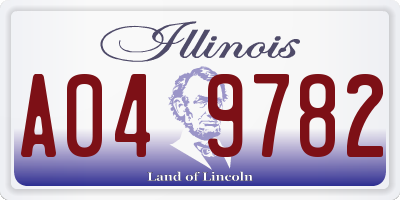 IL license plate A049782