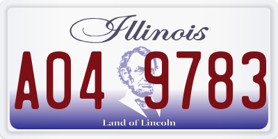 IL license plate A049783